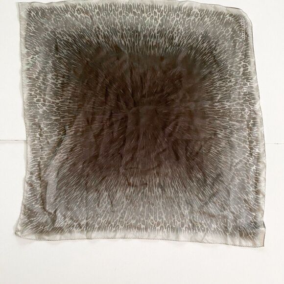Vintage Ellen Tracy Silk Scarf 34 X 34 Neutral Animal Print Leopard Ink Blot - Picture 3 of 3